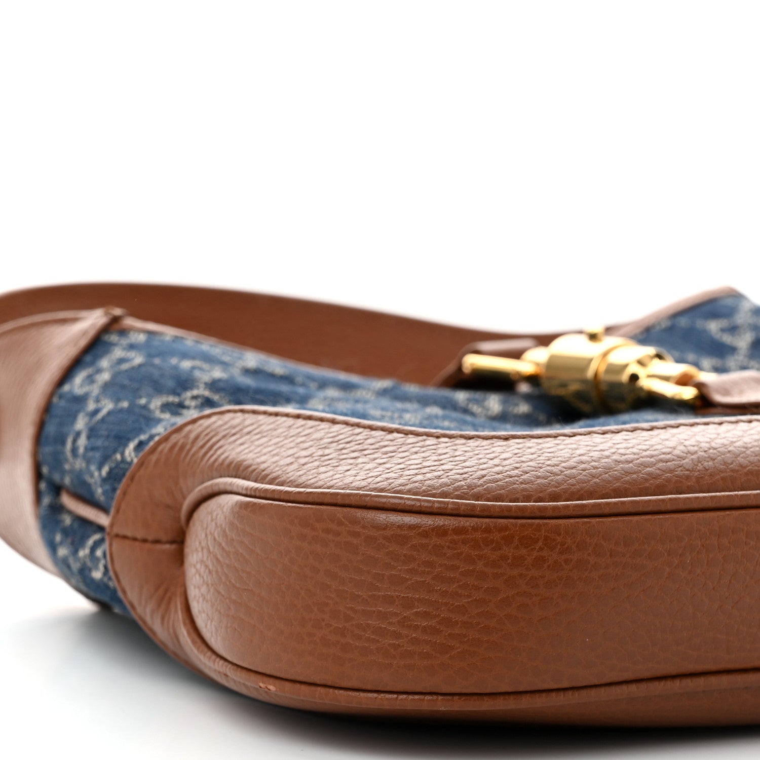 Gucci New Denim GG Monogram Calfskin Small Jackie 1961 Hobo Blue Tea Cuir 9 of 10