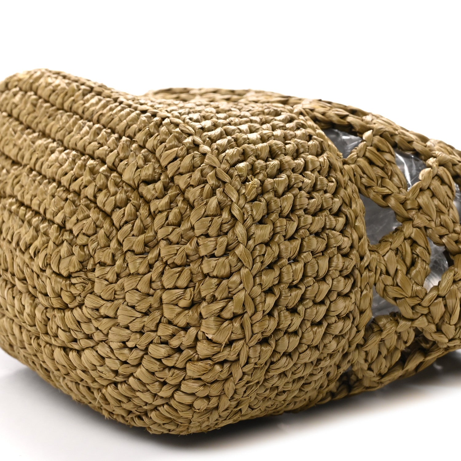 Prada Yarn Raffia Effect Crochet Embroidered Mini Logo Tote Oliva 9 of 10