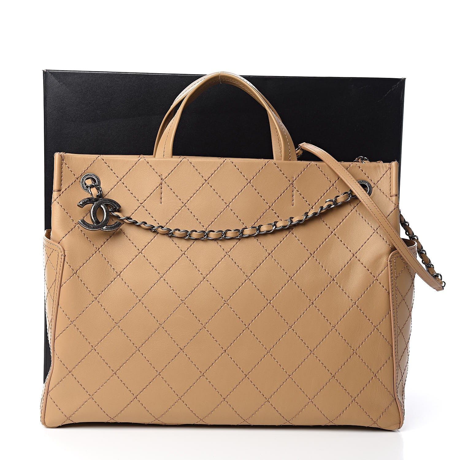 Chanel Calfskin Stitched Large Shopping Tote Beige 14 of 14
