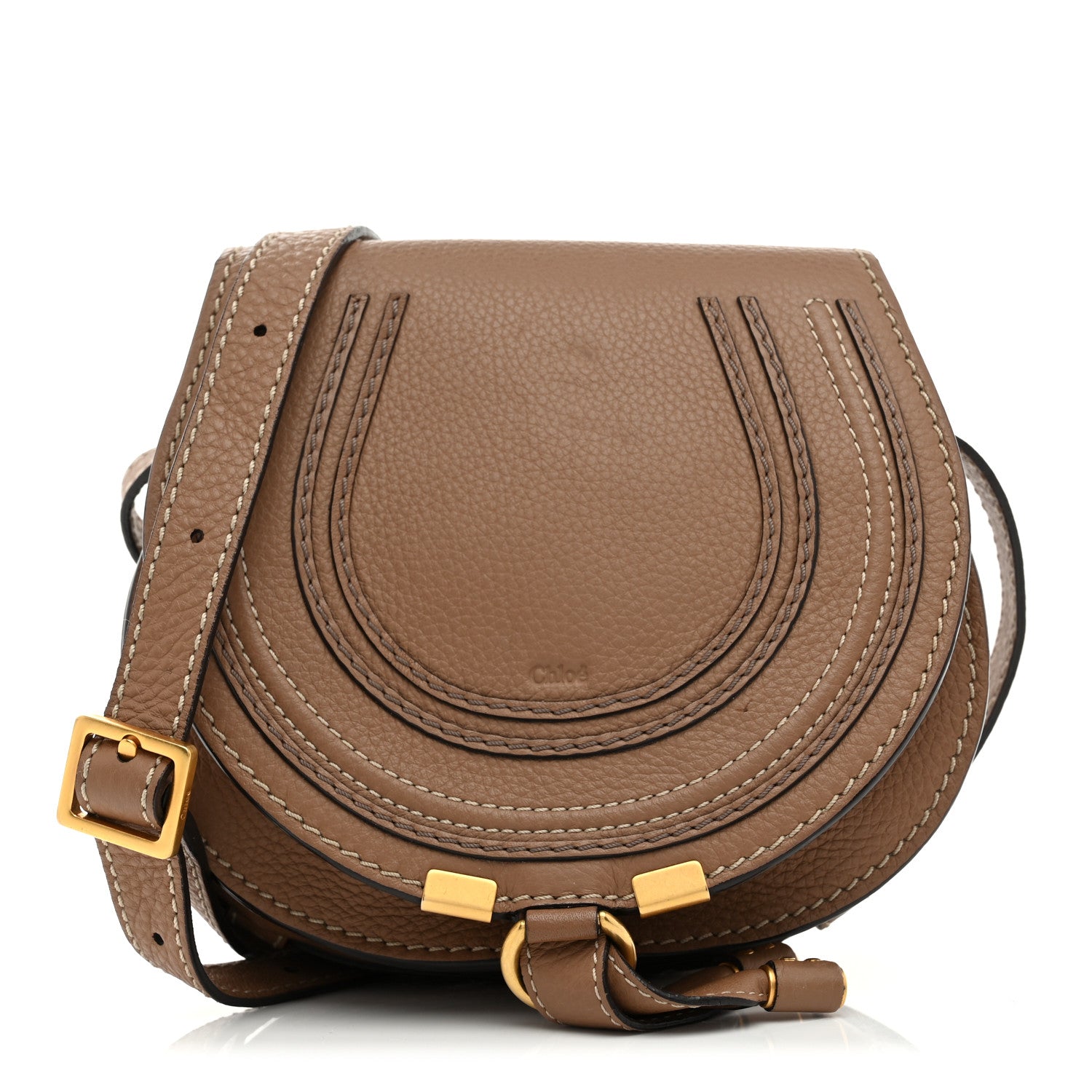 Chloe Grained Calfskin Small Marcie Saddle Bag Nut 1 of 9