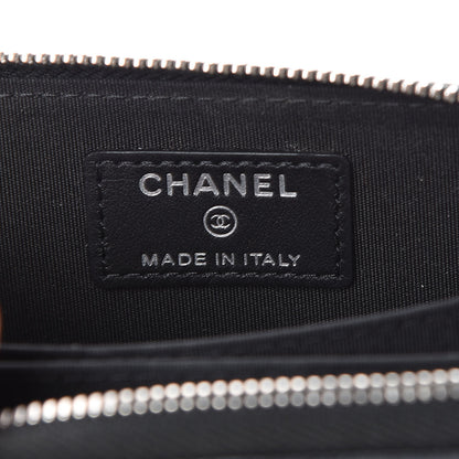 Chanel Goatskin Camellia Embossed Zip Coin Purse Black 5 of 6