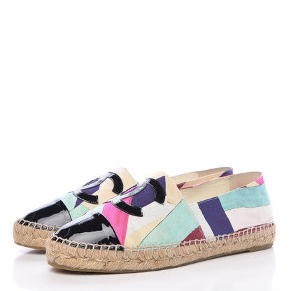 Chanel Patent Fabric Striped CC Espadrilles 42 Multicolor Black 3 of 12