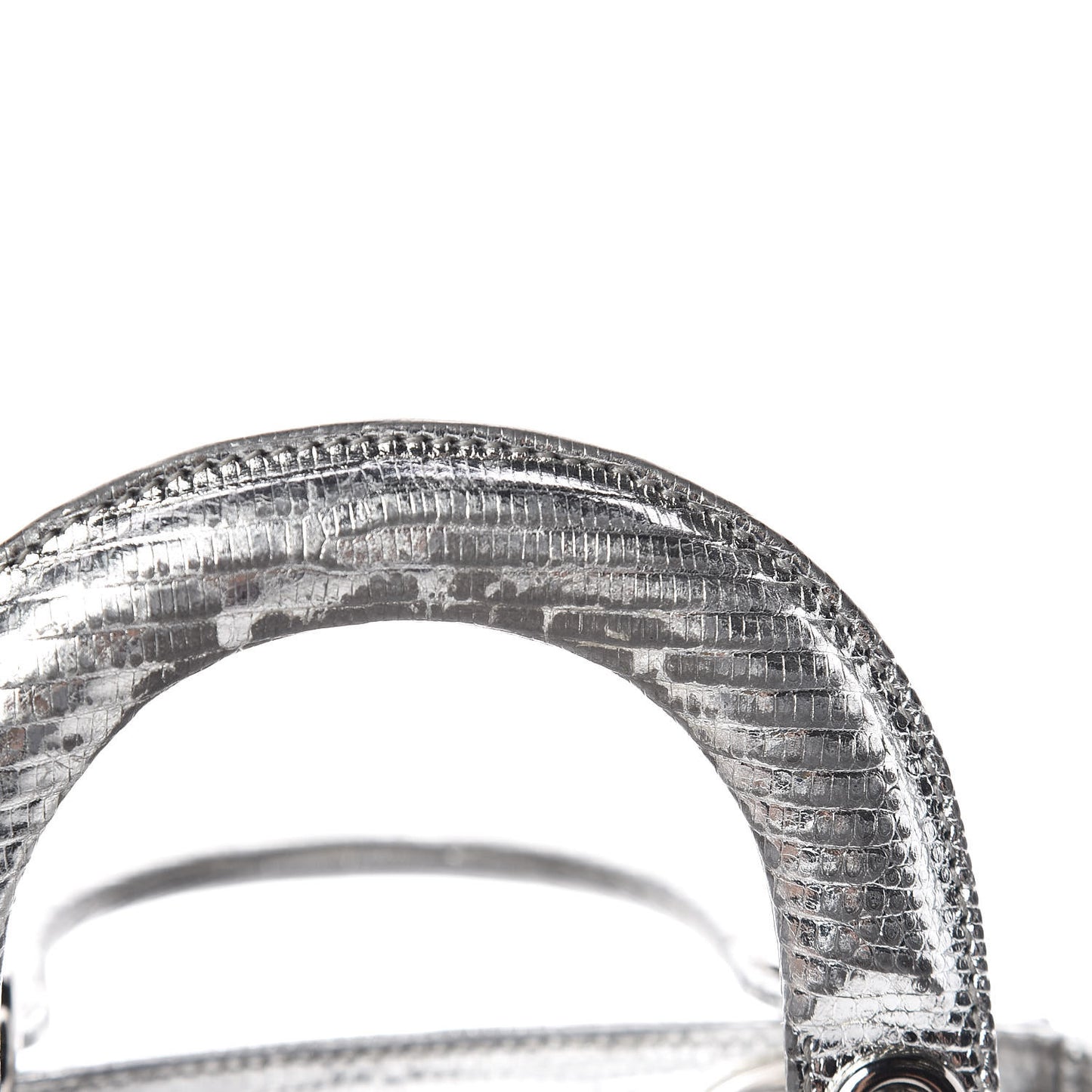 Metallic Lizard Mini Lady Dior Silver