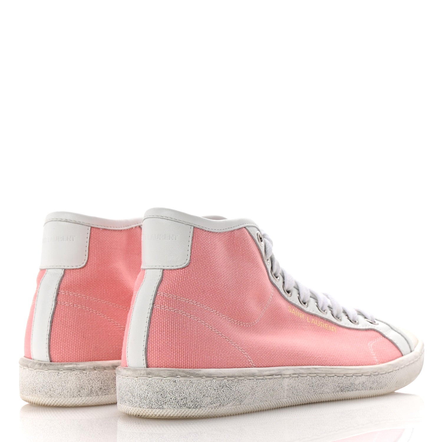 Saint Laurent Canvas Elba Court Classic SL/39 Mid Top Sneakers 35.5 Pink White 5 of 11