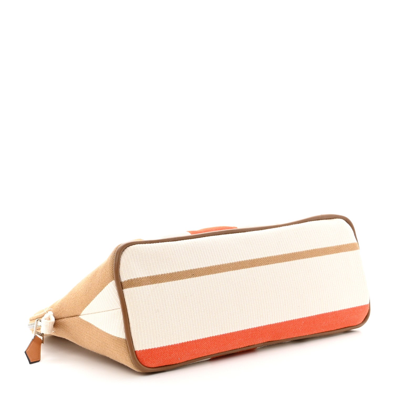 Hermes Cotton Stripe Bolide Rayures Rocabar Medium Travel Cosmetic Pouch Feu Naturel 4 of 6