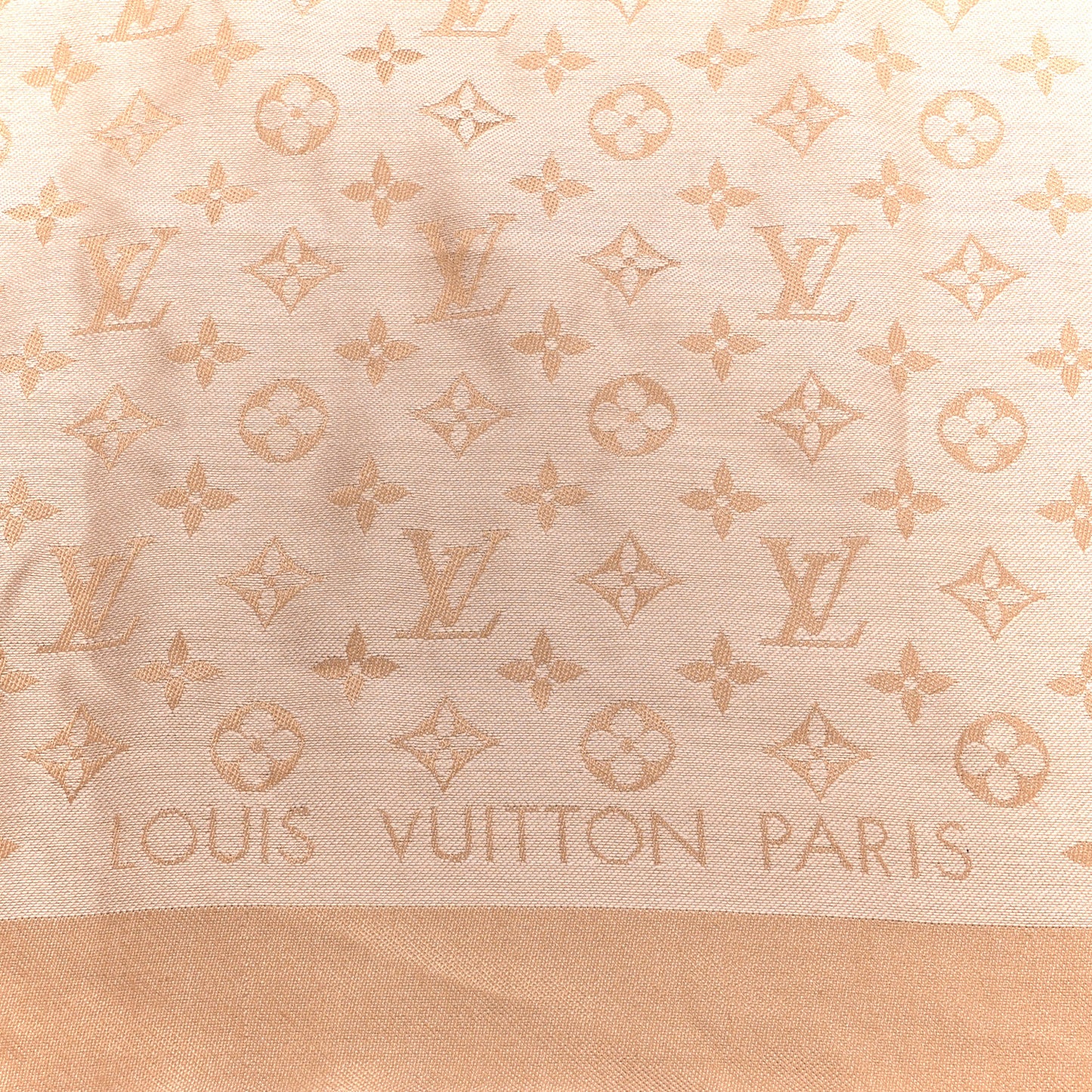 Silk Wool Monogram Denim Shawl  Beige Rose