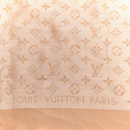 Louis Vuitton Silk Wool Monogram Denim Shawl  Beige Rose 2 of 4