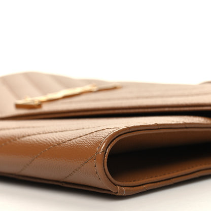 Saint Laurent Grain De Poudre Matelasse Chevron Monogram Cassandre Flap Pouch Natural Dark 10 of 10