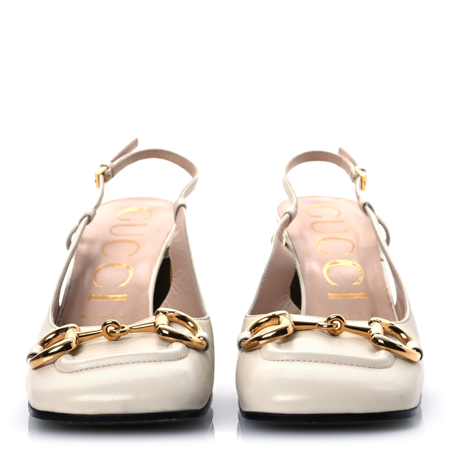 Gucci Malaga Kid Horsebit 75mm Slingback Pumps 39.5 Mystic White 3 of 14