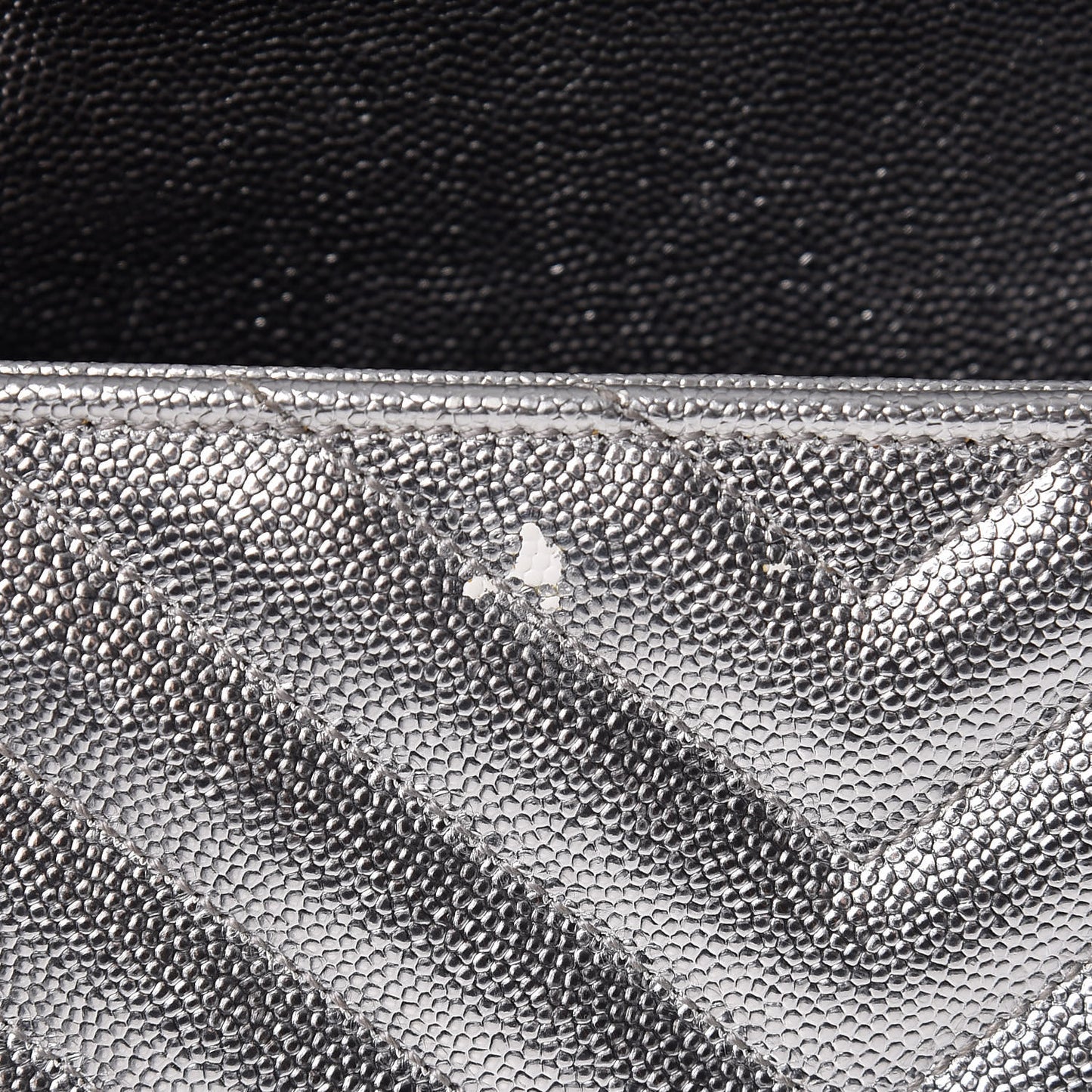 Metallic Grain De Poudre Matelasse Medium Monogram Satchel Silver