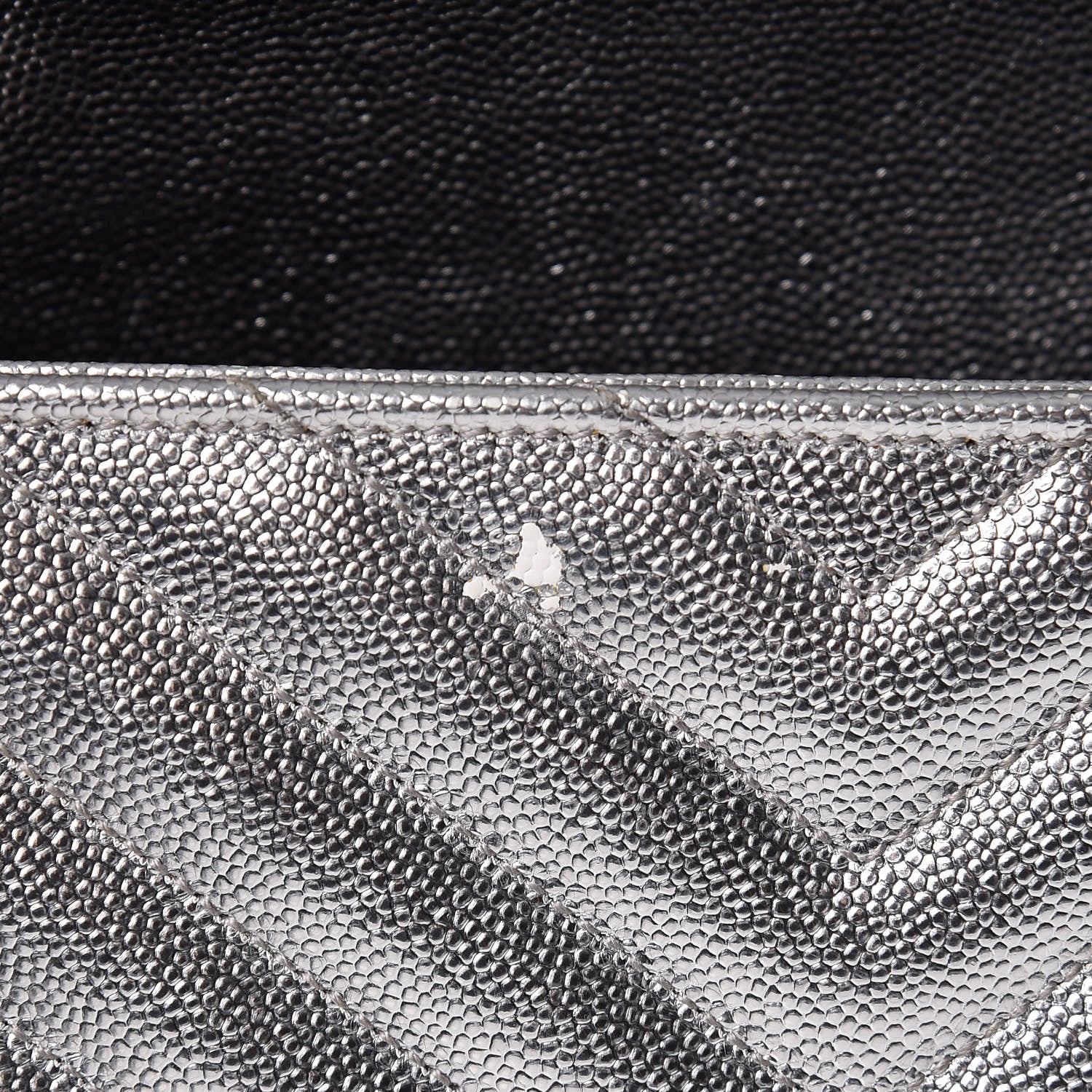 Saint Laurent Metallic Grain De Poudre Matelasse Medium Monogram Satchel Silver 12 of 19