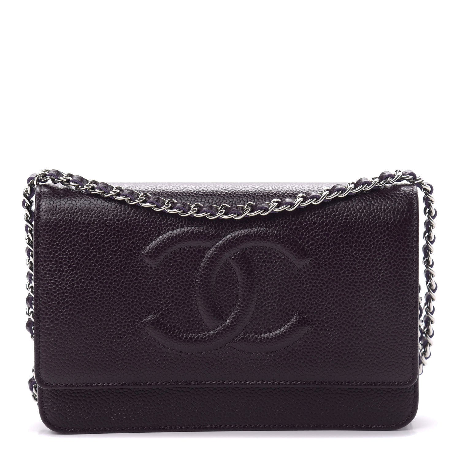 Chanel Caviar Timeless CC Wallet On Chain WOC Purple 1 of 12