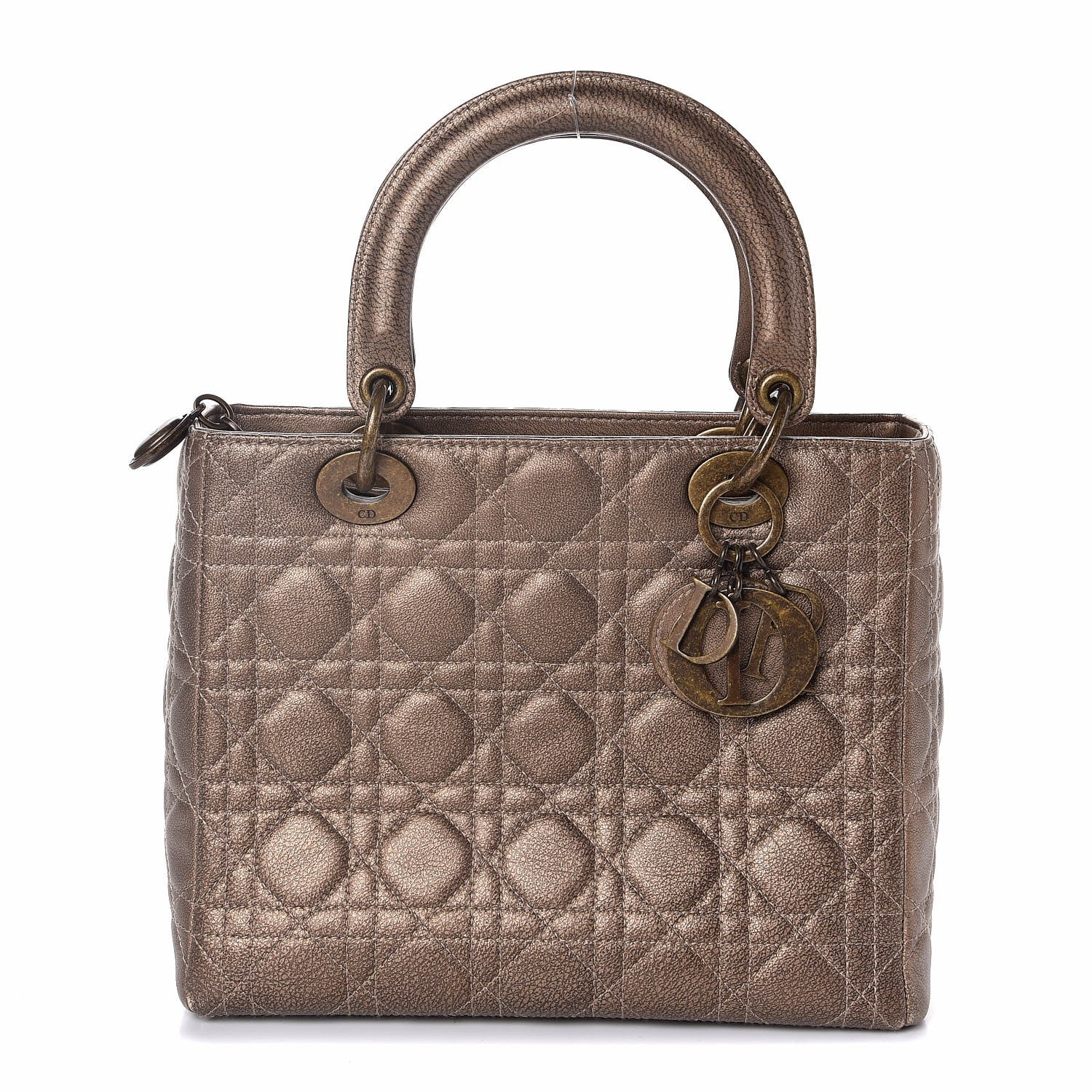 Christian Dior Metallic Lambskin Cannage Medium Lady Dior Bronze 1 of 7