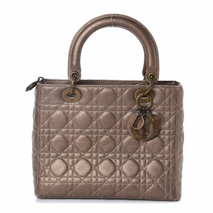Christian Dior Metallic Lambskin Cannage Medium Lady Dior Bronze 1 of 7