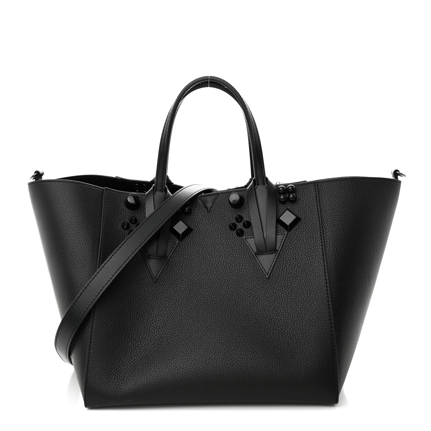Christian Louboutin Calfskin Empire Spike Studded Small Cabachic Tote Black 1 of 11