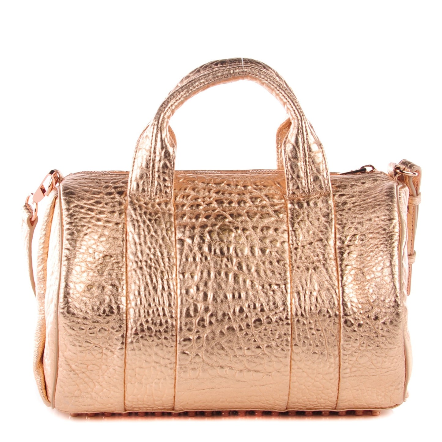 Metallic Pebbled Lambskin Rocco Rose Gold Hardware