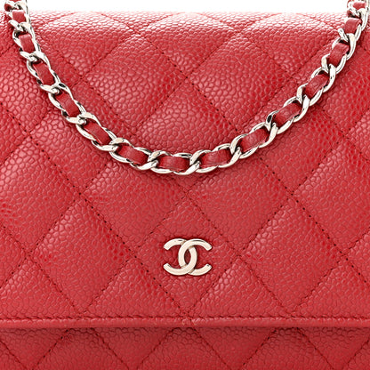 Chanel Caviar Quilted Wallet on Chain WOC Red 9 of 11