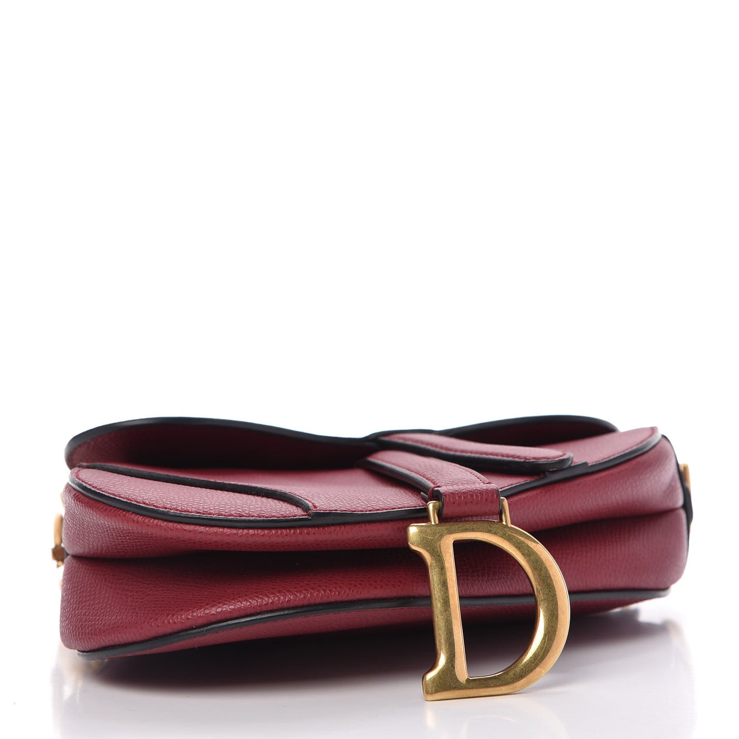 Grained Calfskin Mini Saddle Bag Red