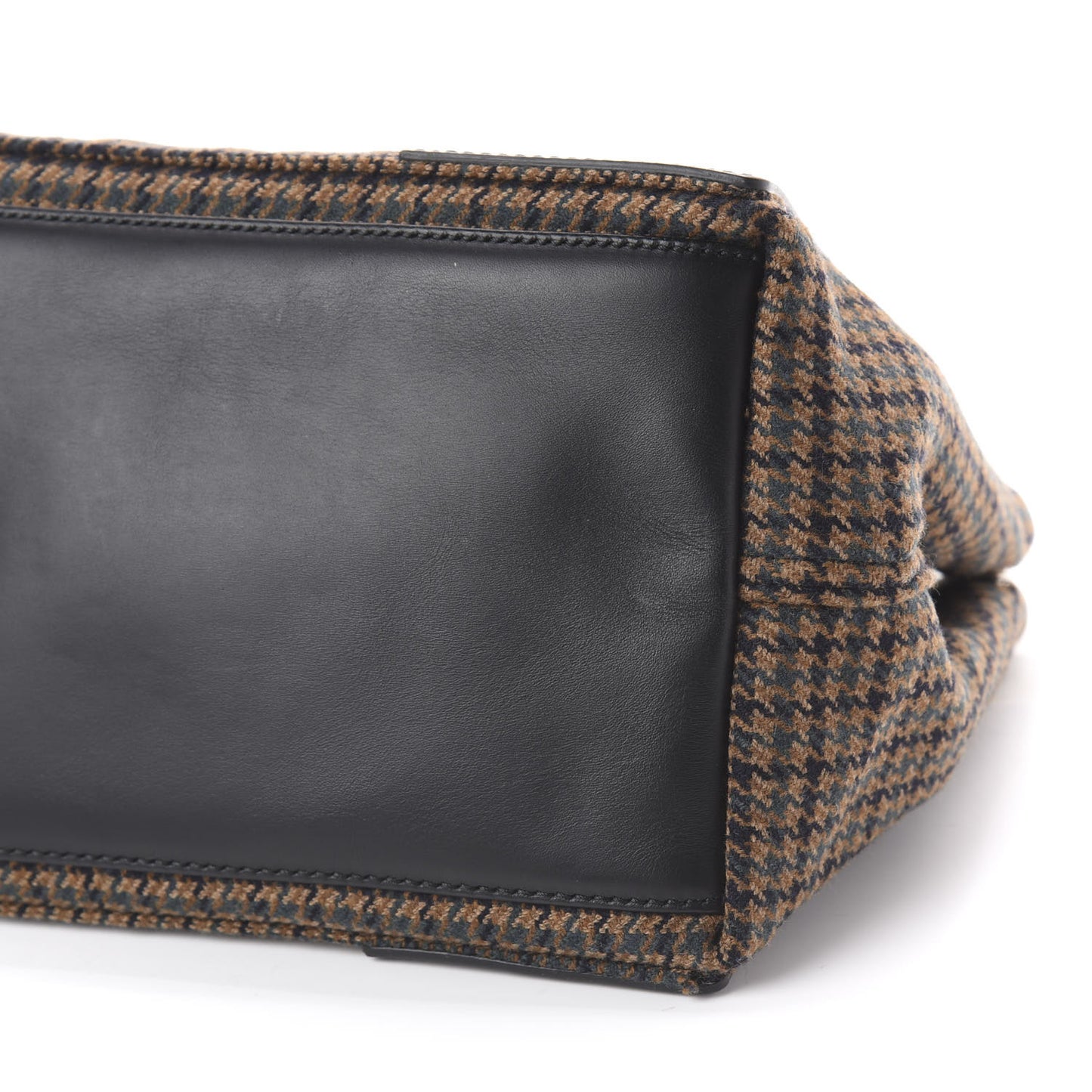 Wool Houndstooth S Navy Cabas