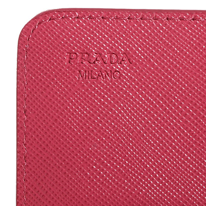 Prada Saffiano Metal Flap Card Holder Ibisco 6 of 8