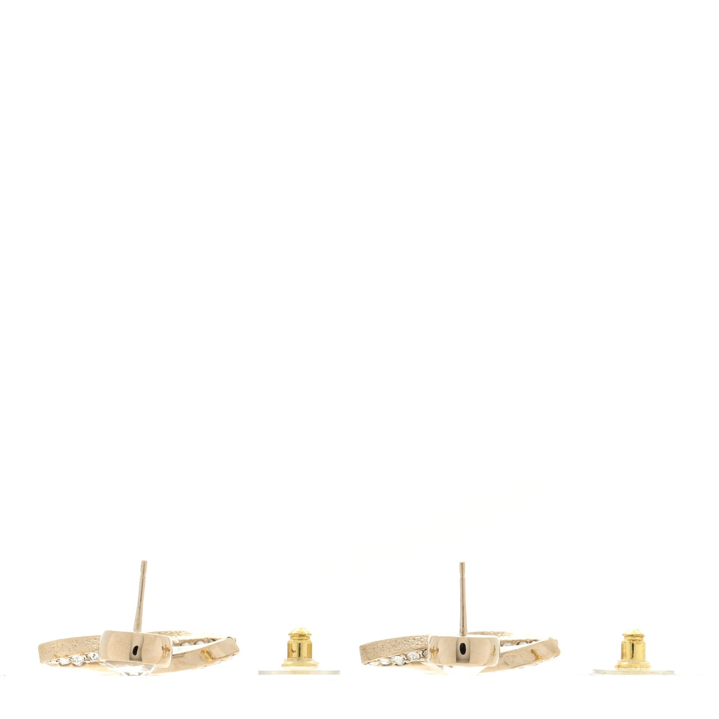 Metal Baguette Crystal CC Drop Earrings Gold