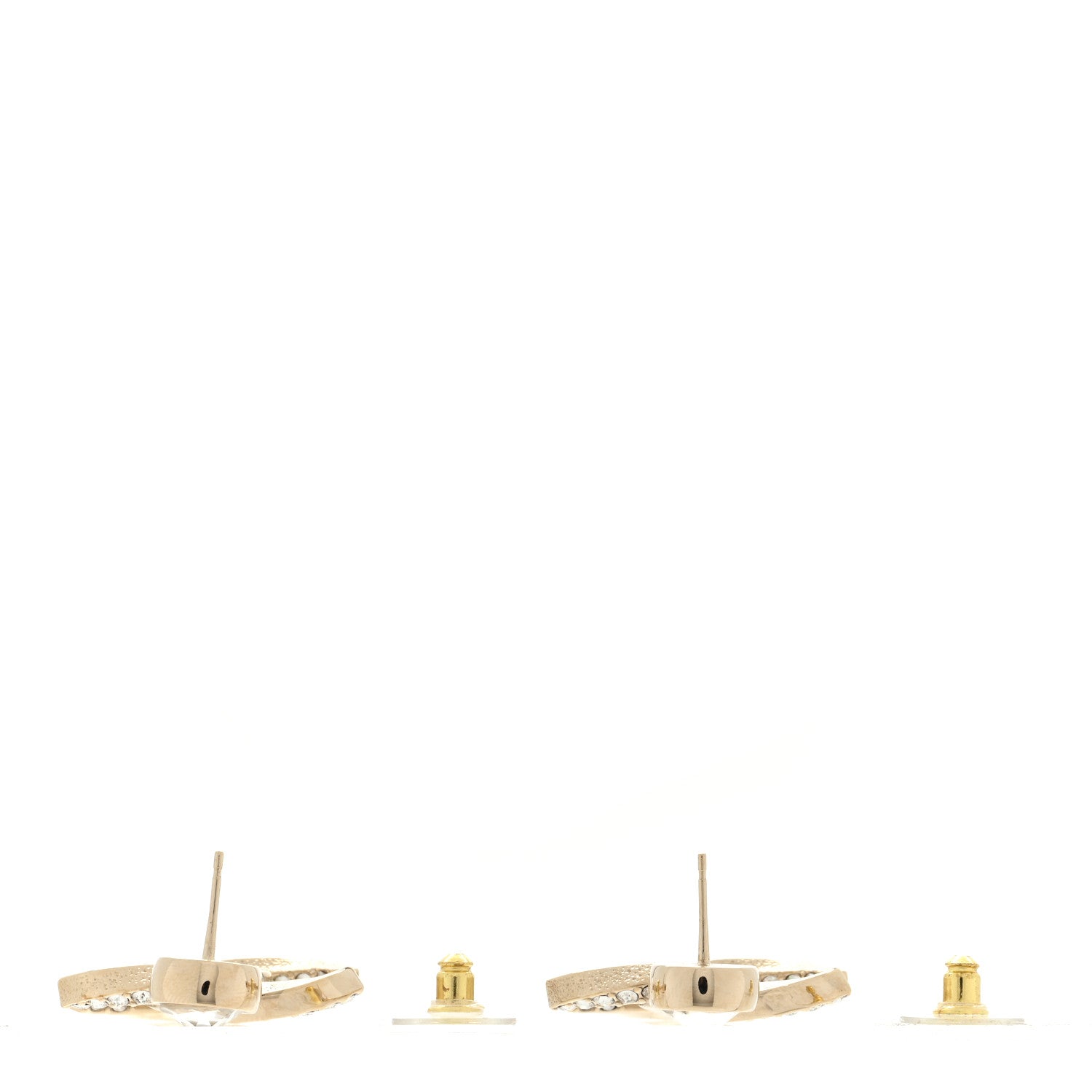 Chanel Metal Baguette Crystal CC Drop Earrings Gold 3 of 4