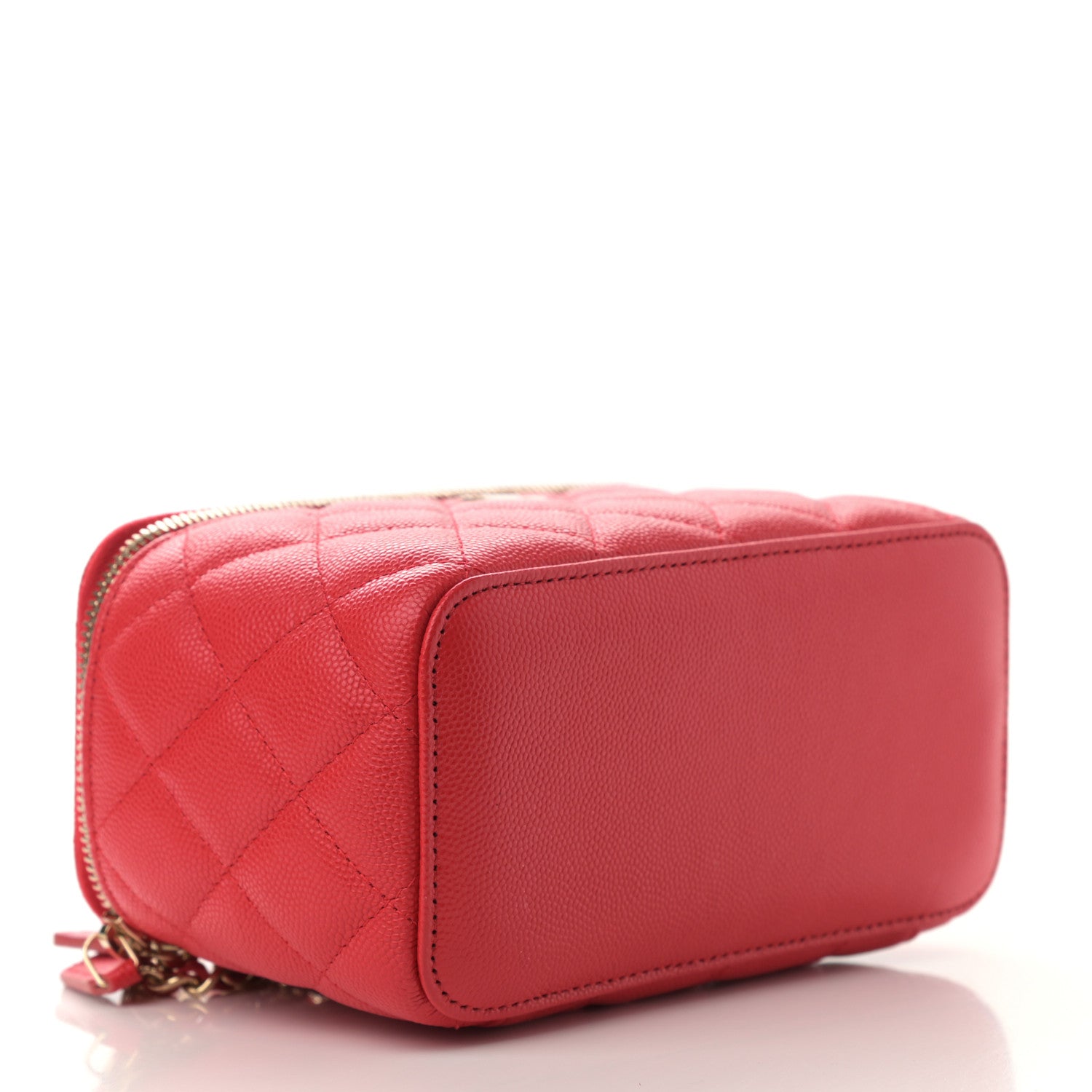 Chanel Caviar Quilted Small Vanity Case With Chain Red 4 of 9