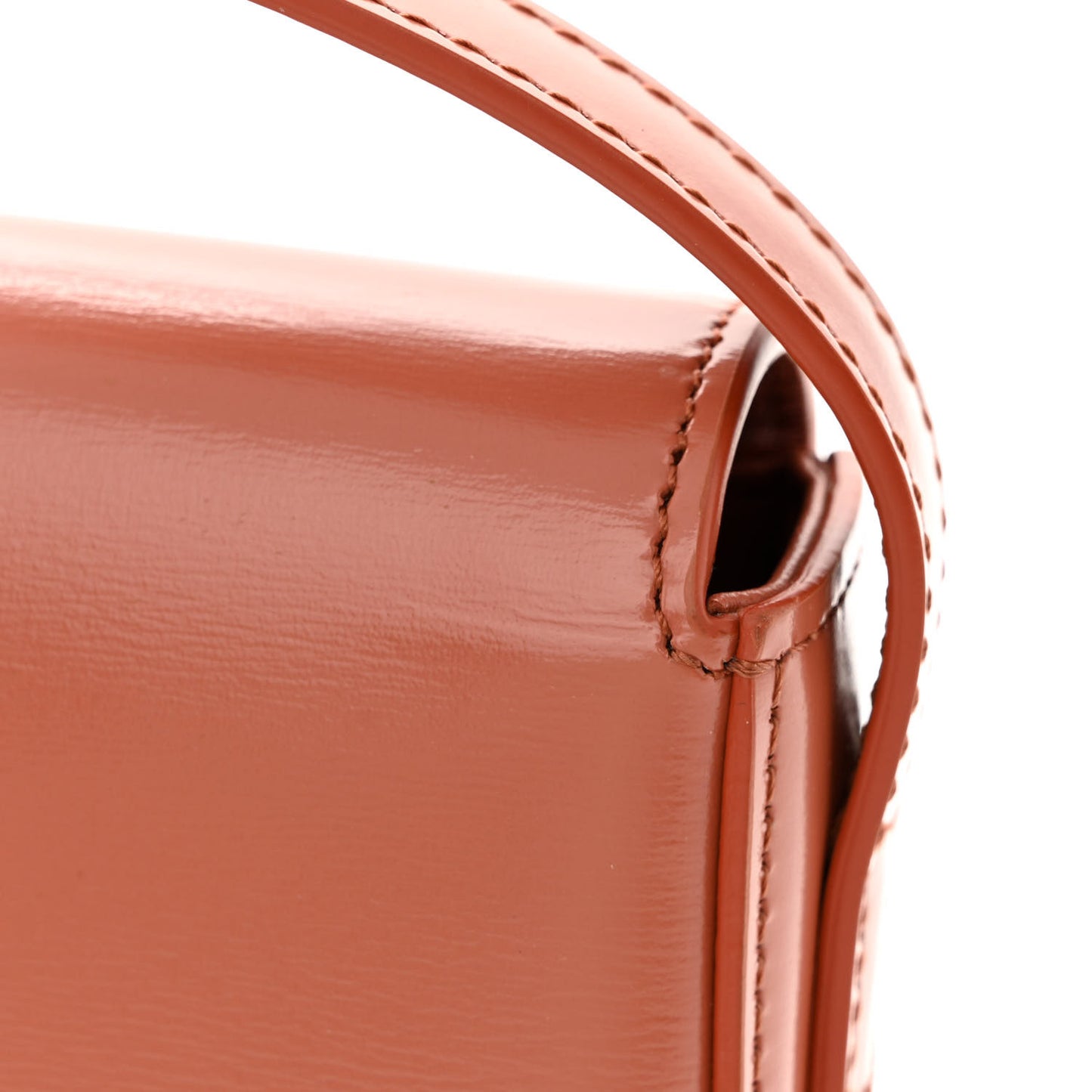 Shiny Calfskin Triomphe Shoulder Bag Terracotta