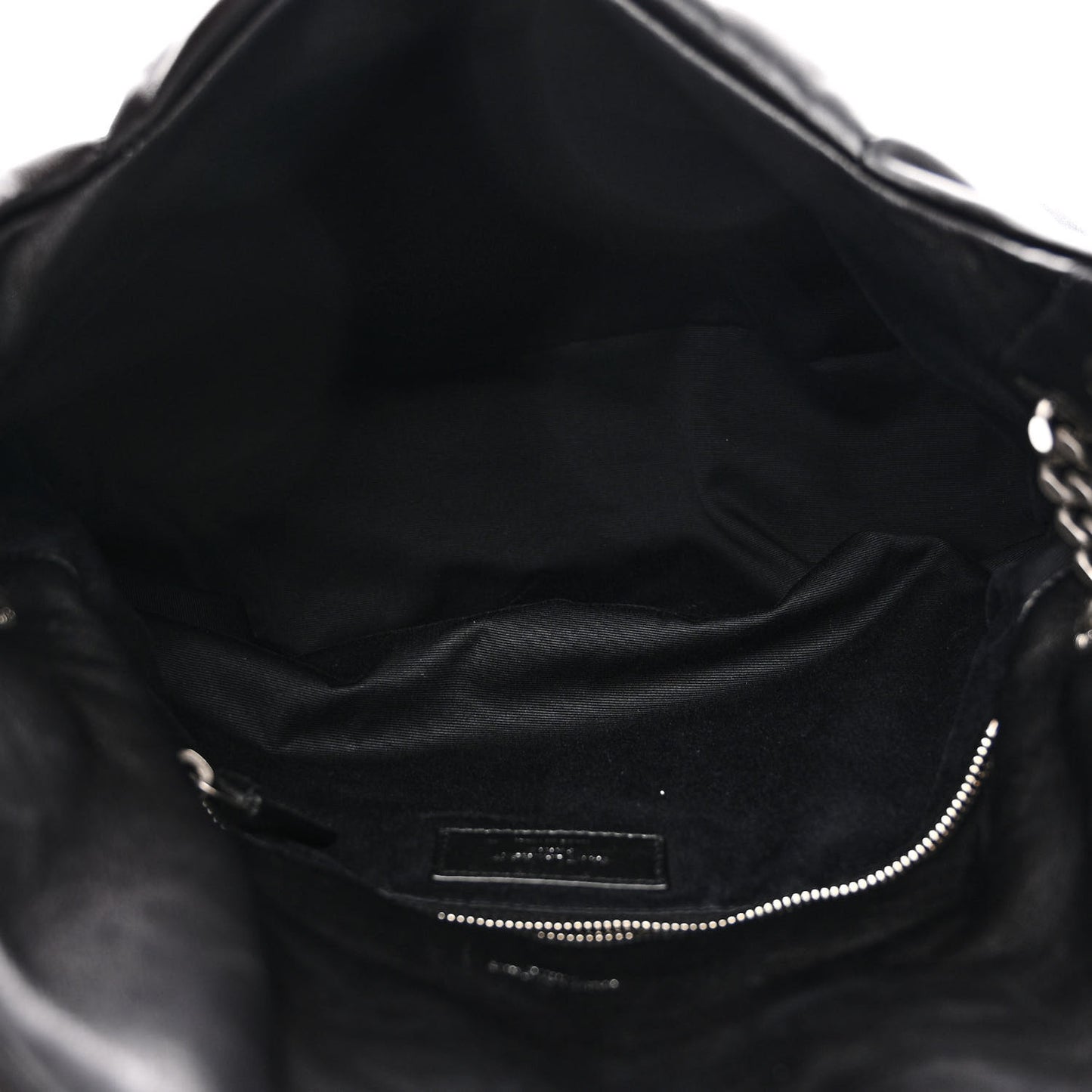 Lambskin Quilted Medium Loulou Puffer Monogram Chain Satchel Black
