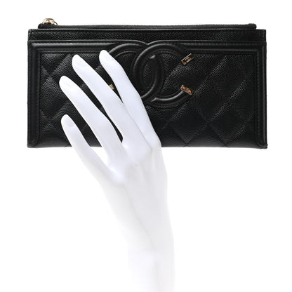 Chanel Caviar Quilted Filigree Zip Pouch Black 2 of 7