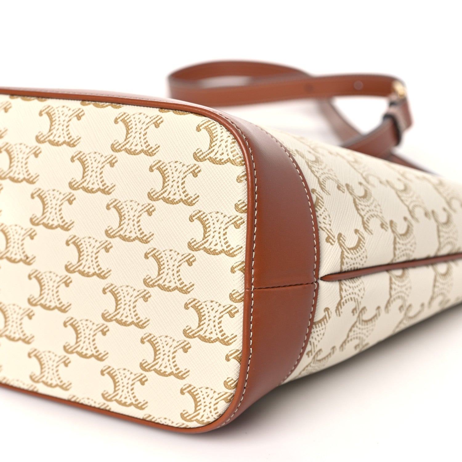 Celine Triomphe Canvas Calfskin Small Bucket Bag White 10 of 10
