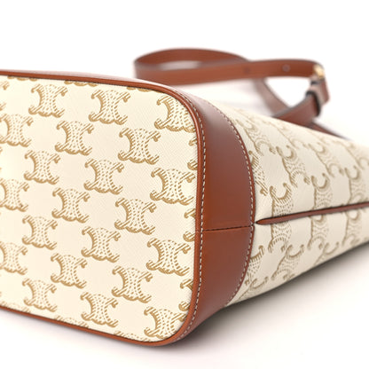 Celine Triomphe Canvas Calfskin Small Bucket Bag White 10 of 10