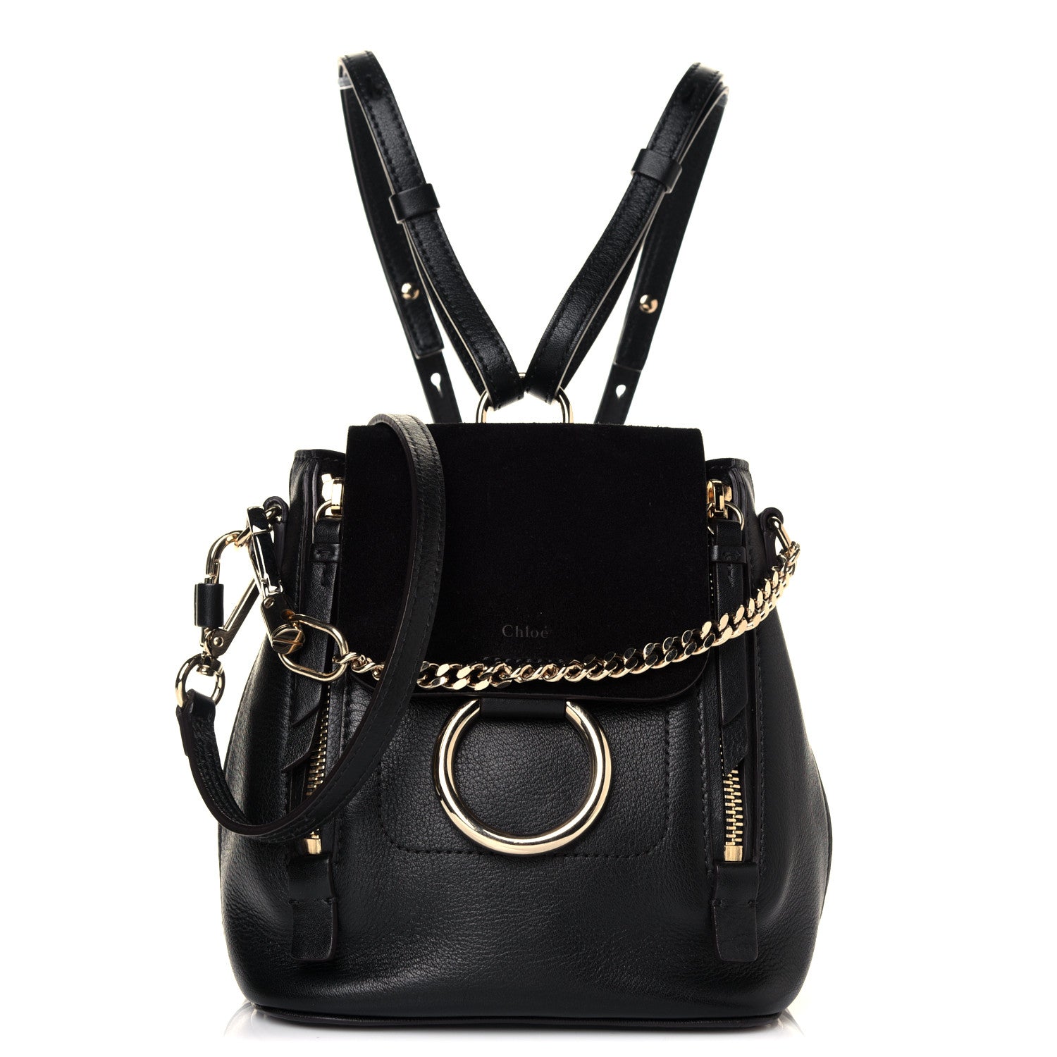 Chloe Suede Calfskin Mini Faye Backpack Black 1 of 9