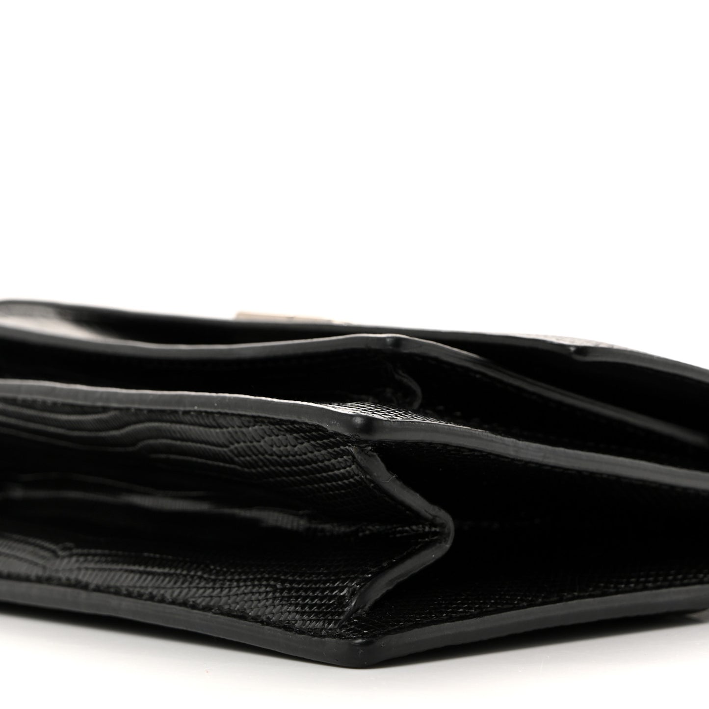 Patent Calfskin Lizard Embossed XS Sharp Top Handle Bag Black