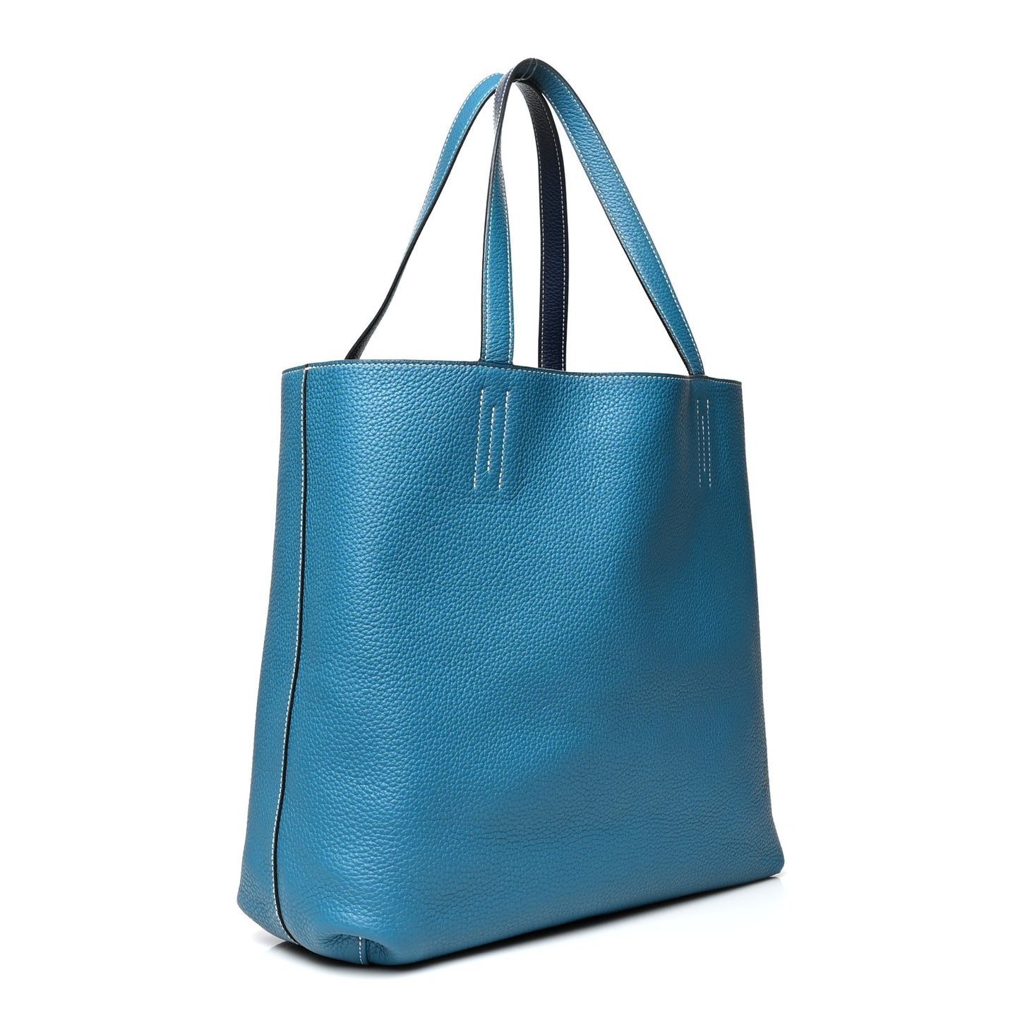 Taurillon Clemence Double Sens 36 Reversible Tote Bleu Sapphire Bleu Izmir