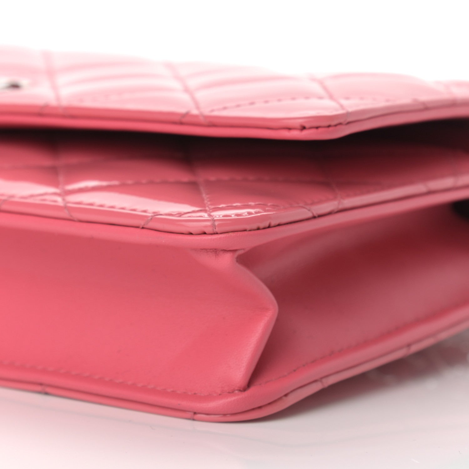 Chanel Patent Quilted Wallet On Chain WOC Pink 9 of 9