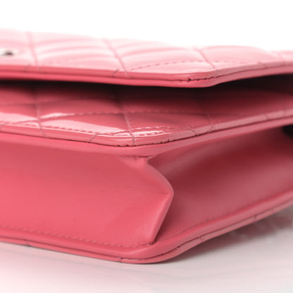 Chanel Patent Quilted Wallet On Chain WOC Pink 9 of 9