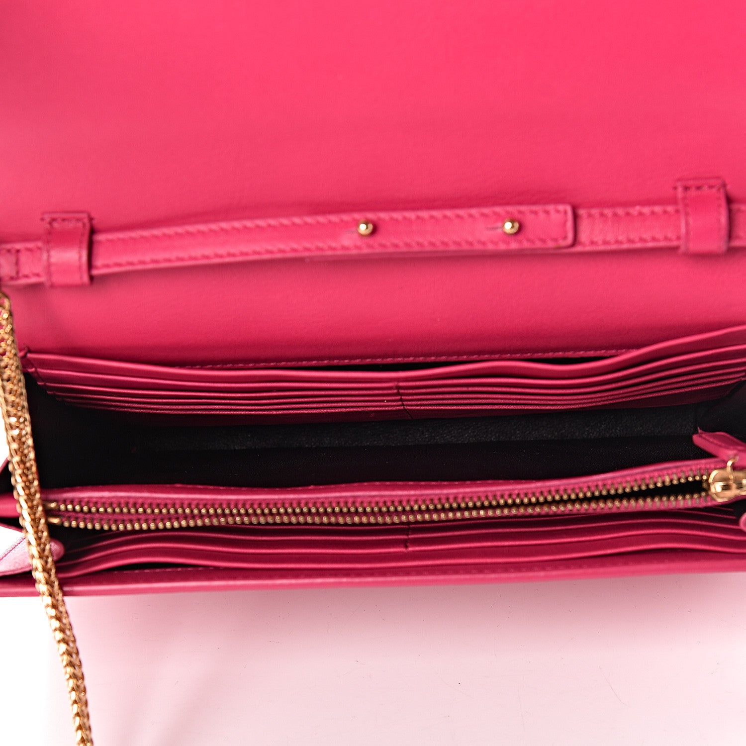 Saint Laurent Calfskin Classic Y Ligne Chain Wallet Bubblegum 5 of 10