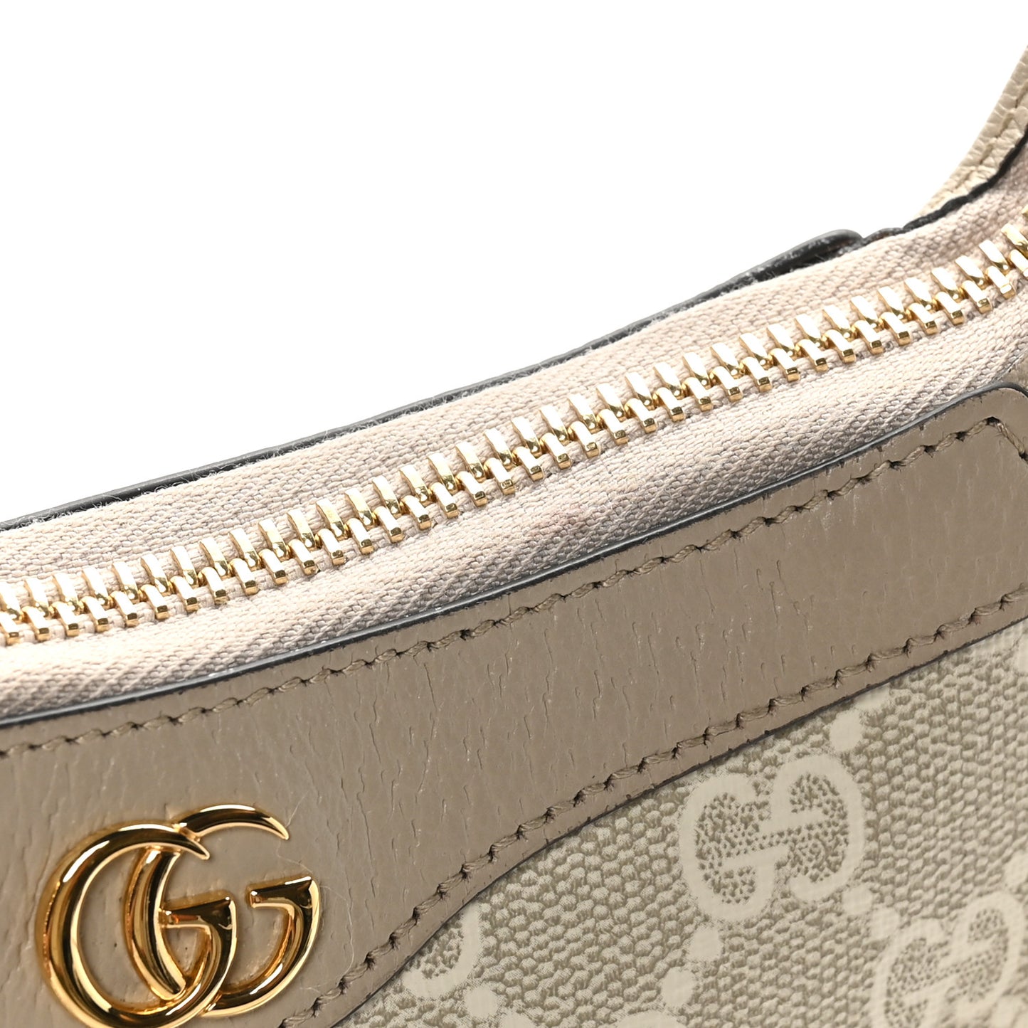 GG Supreme Monogram Textured Dollar Calfskin Web Mini Ophidia GG Handbag Beige Mystic White Oatmeal