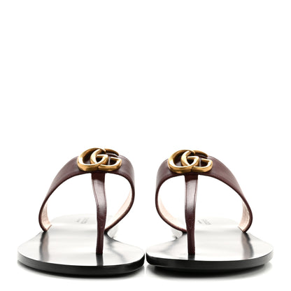 Gucci Calfskin GG Marmont Thong Sandals 40 Vintage Bordeaux 3 of 11