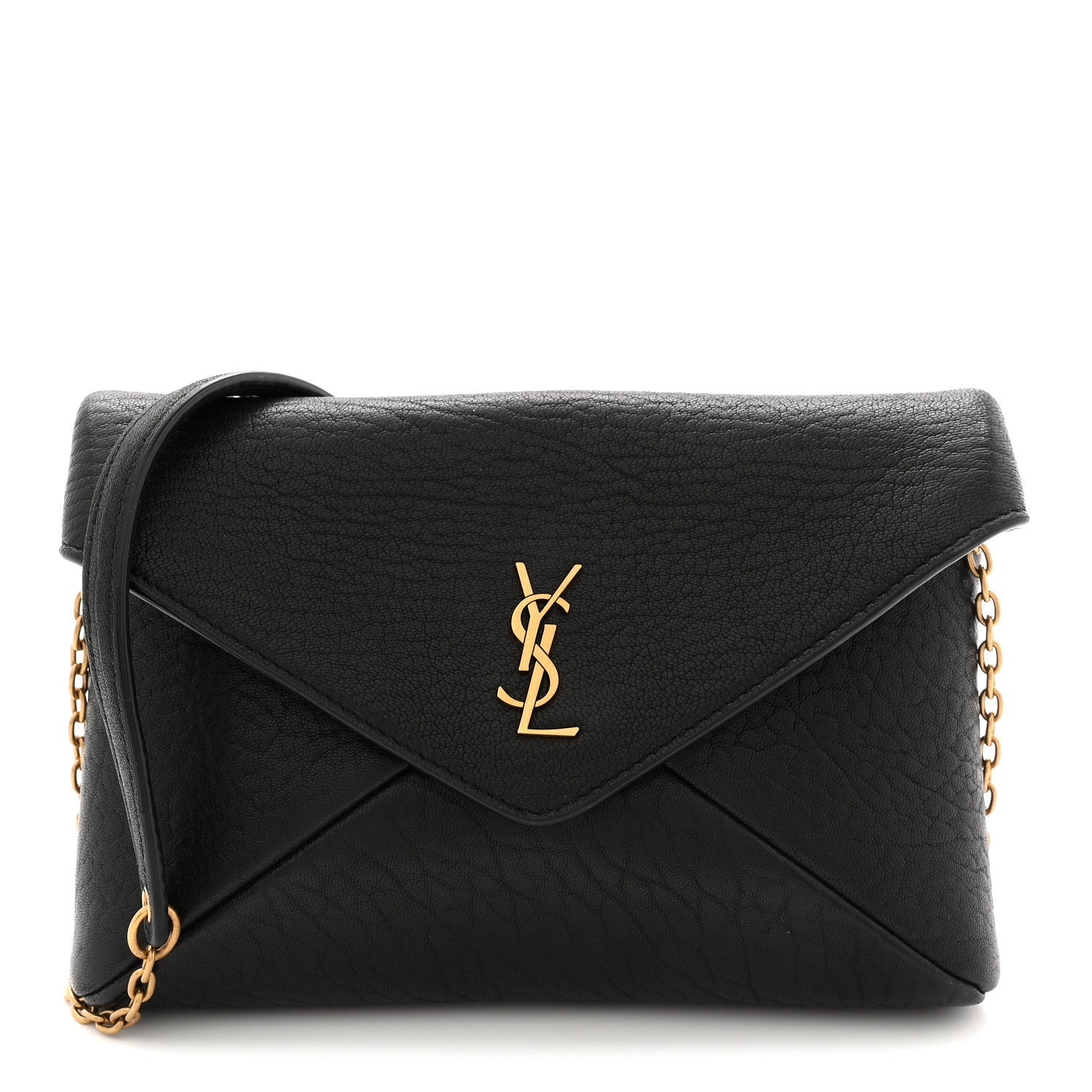 Saint Laurent Supple Lambskin Small Cassandre Chain Pouch Black 1 of 10