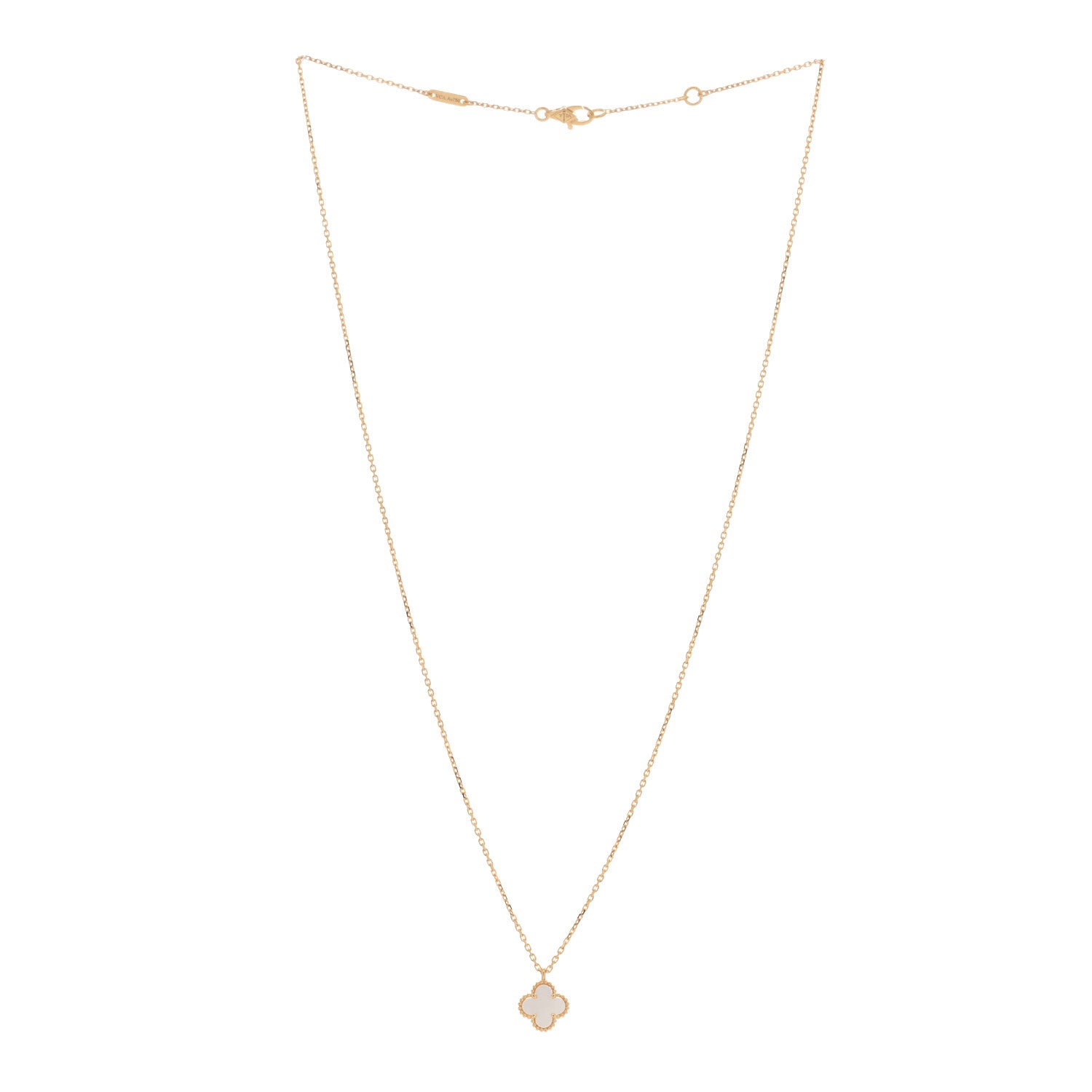 Van Cleef & Arpels 18K Yellow Gold Mother of Pearl Sweet Alhambra Pendant Necklace 2 of 4