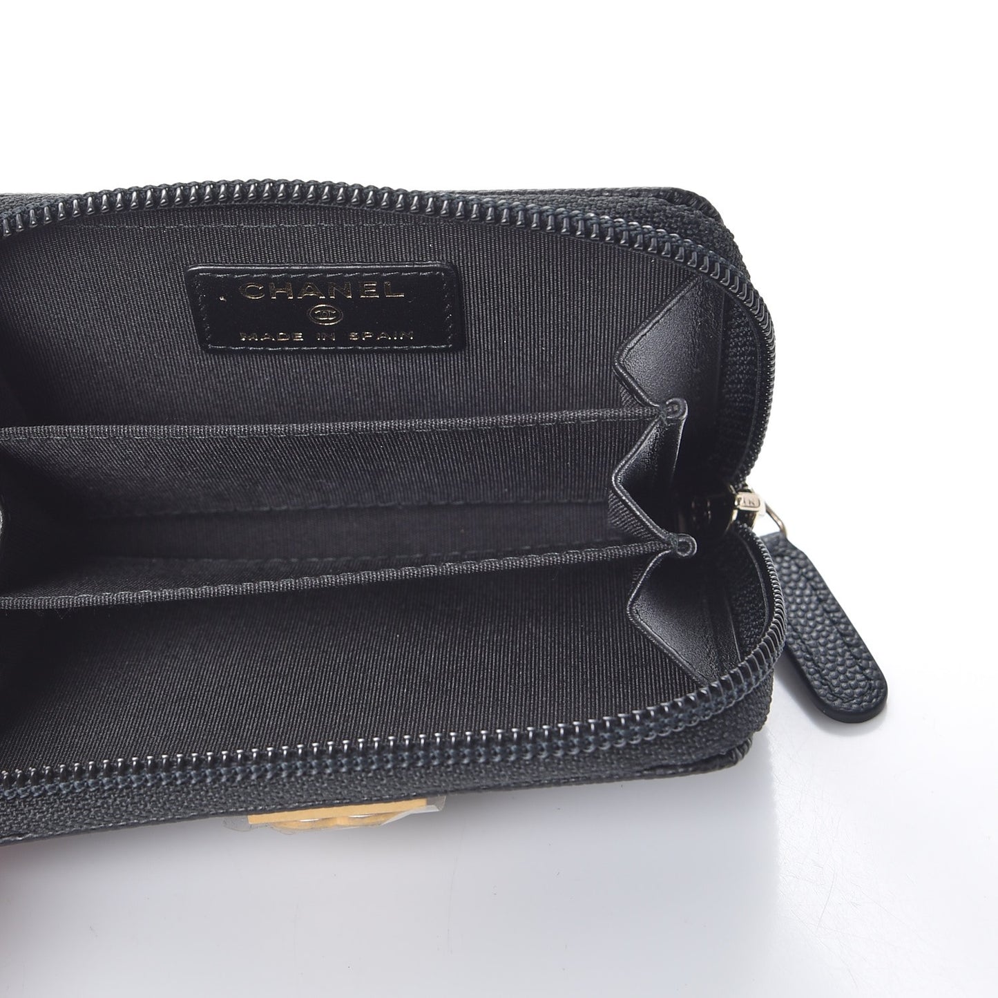 Caviar Quilted Boy Zip Around Coin Purse Wallet Black