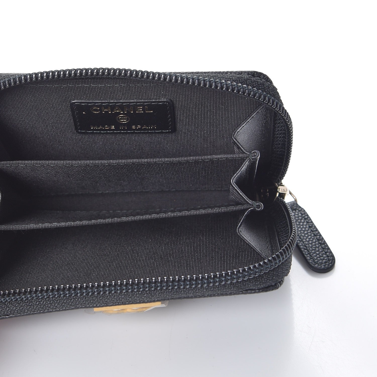Chanel Caviar Quilted Boy Zip Around Coin Purse Wallet Black 5 of 8