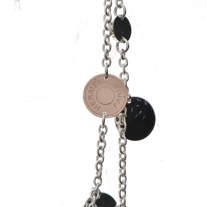 Hermes Sterling Silver 18K Rose Gold Confettis Long Necklace 4 of 6