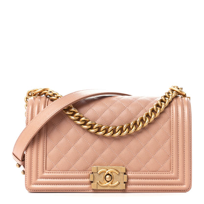 Chanel Caviar Quilted Medium Boy Flap Beige 1 of 10