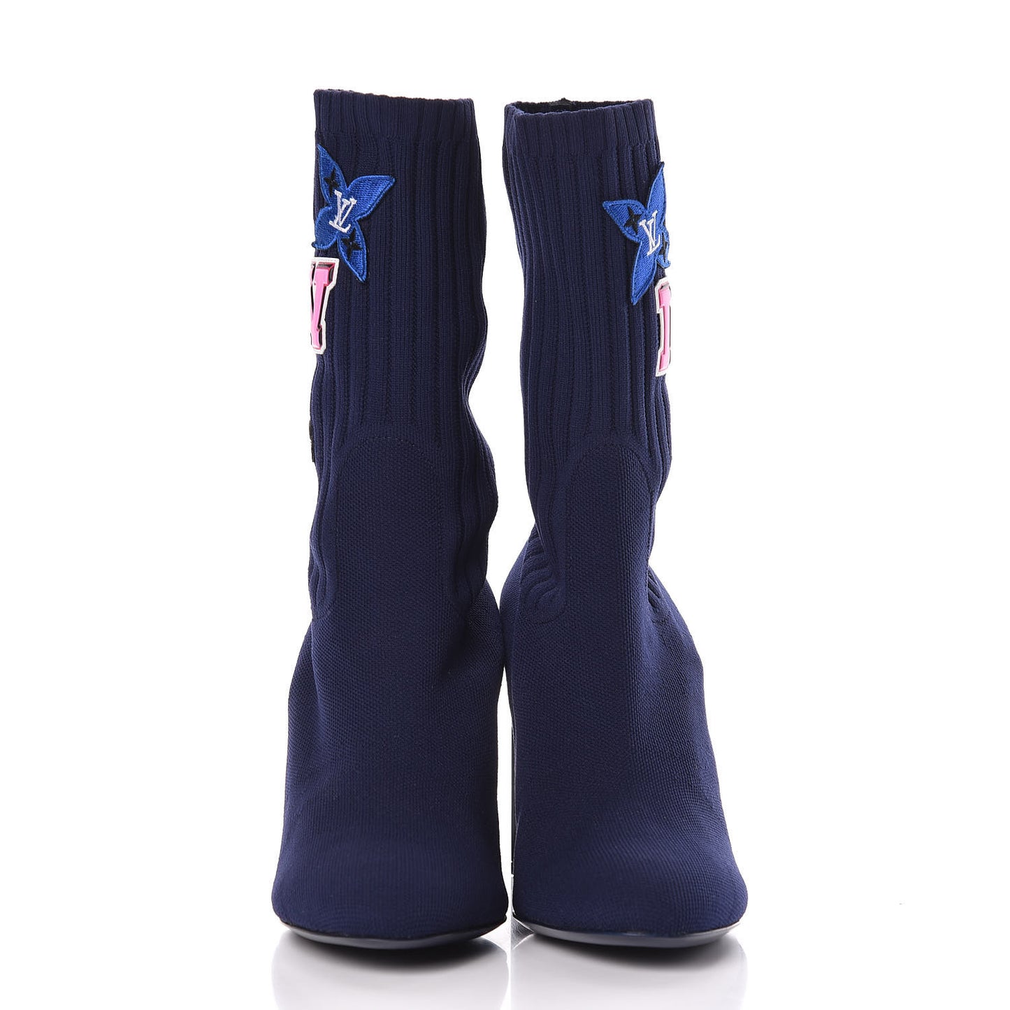 Stretch Fabric LV Black Heart Sock Ankle Boots 39 Marine
