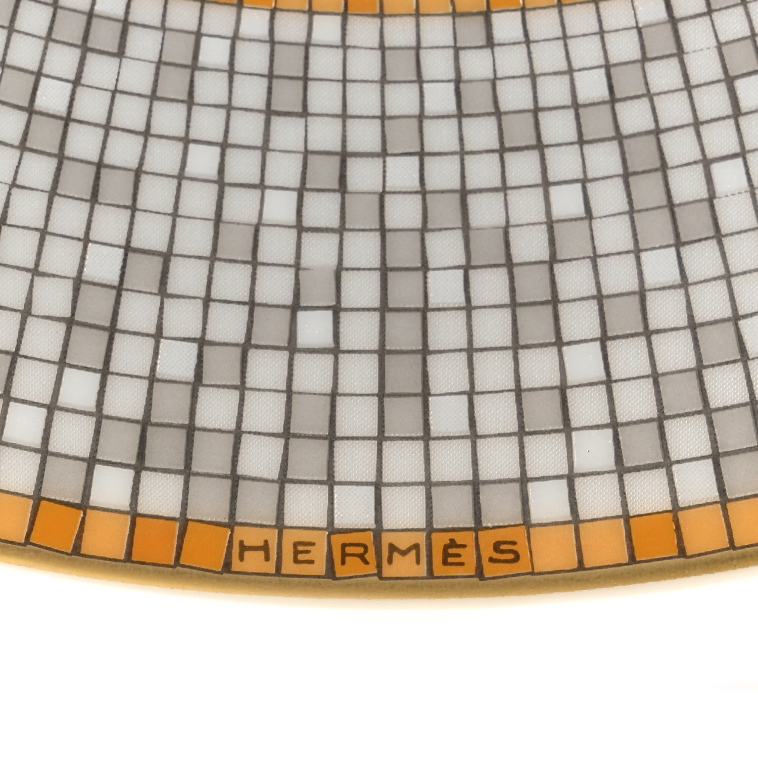 Hermes Porcelain Mosaique Au 24 Round Deep Platter Gold 6 of 9