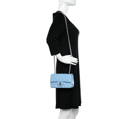Chanel Lambskin Quilted Mini Rectangular Flap Light Blue 2 of 11