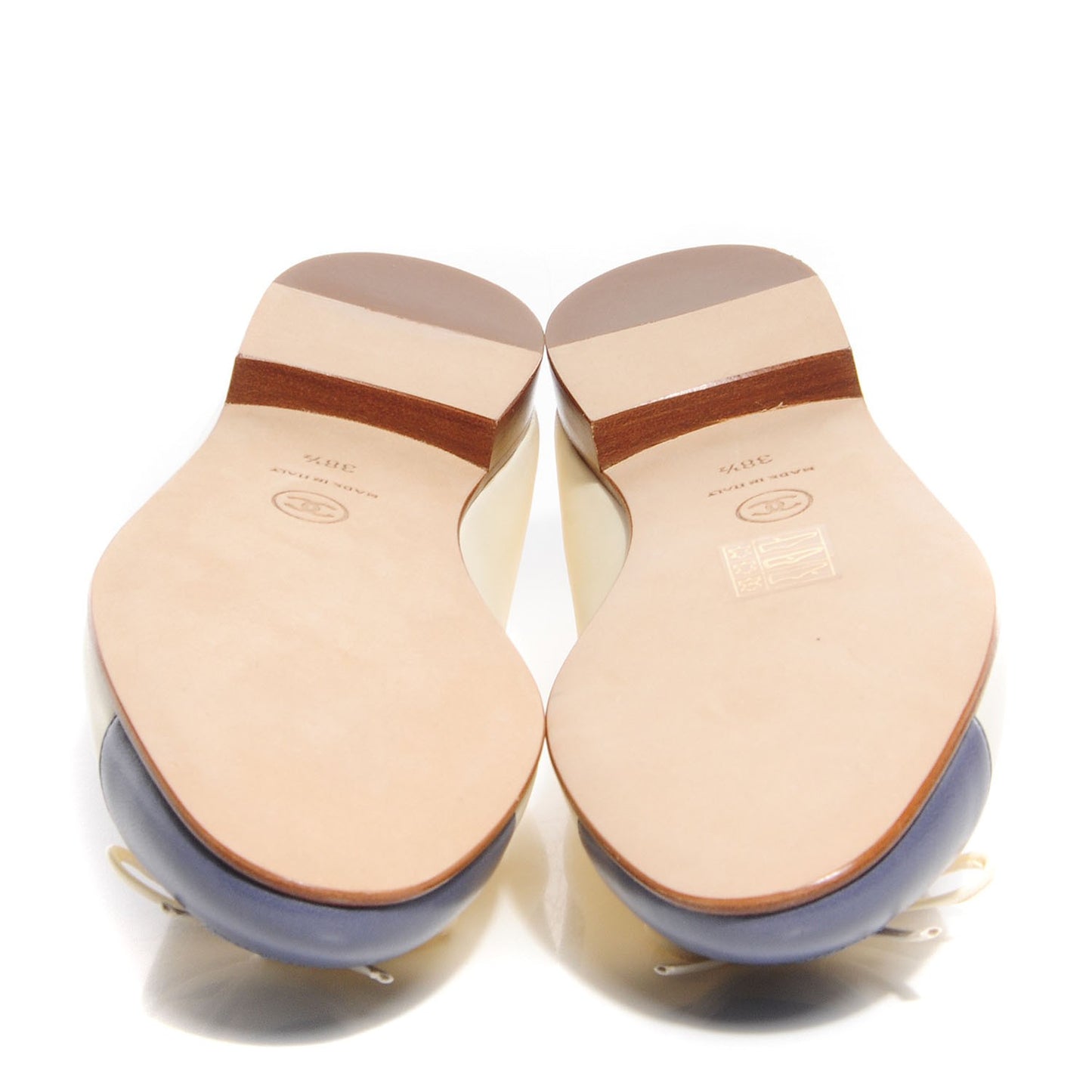 Leather Cap Toe Ballerina Flats 38.5 Ivory Purple